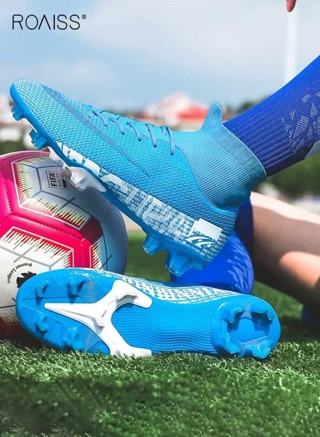 Men Track and Field Trainers, High Top Soccer Cleats, Lightweight Spikes Sneakers, Lace-up Track Race Jumping Sneakers, Professional Running Nail Spikes Shoes