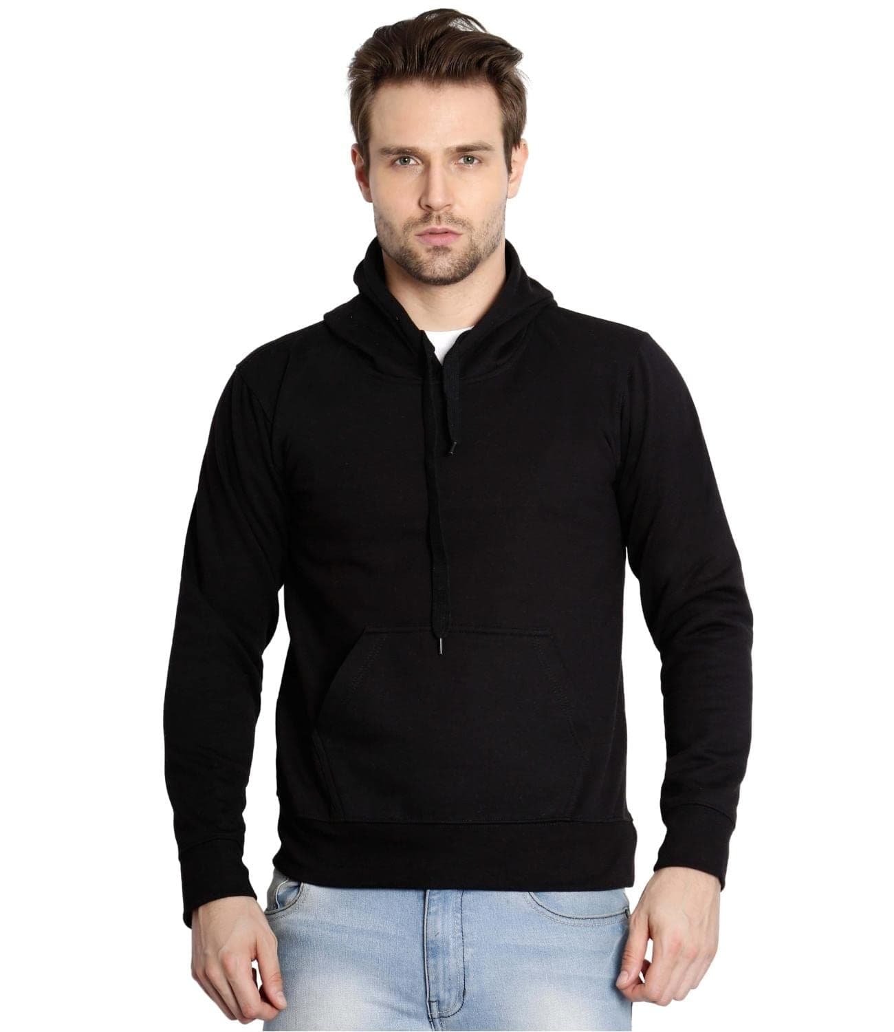 Scott International Men's Rich Cotton Regular Fit Hooded Sweatshirt Hoodie(1.1_ssh3_M,Black,Medium)
