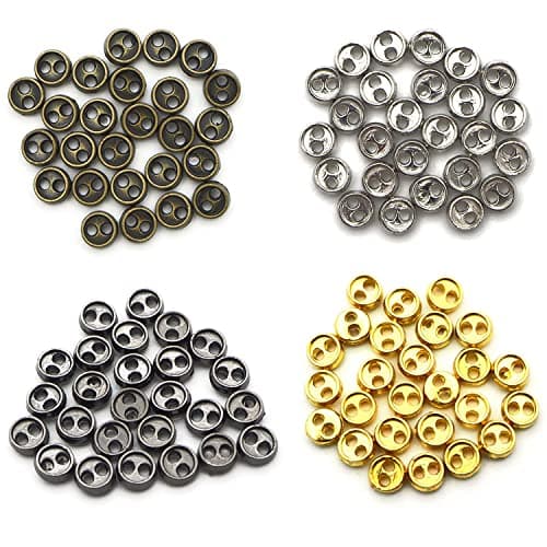 Youmeizer Wiosny 100Pcs 4 Colors Mini Metal Buttons 3mm18inch 2 Hole Mini Metal Round Buttons DIY Hand Sewing AIDS Doll Clothes 4 Colors Mixed 3mm18inch