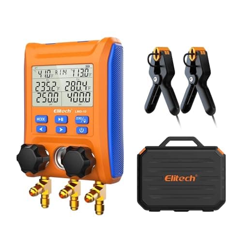 Elitech Digital Manifold Gauge 2Way Valve with Thermometer Clamps for HVAC Systems LMG10