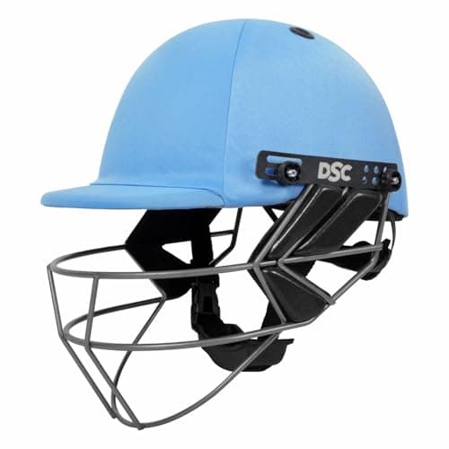 DSC FORT44 Cricket Helmet for Men & Boys (Adjustable Steel Grill | Back Support Strap |Color: Sky Blue | Light Weight | Size : Medium