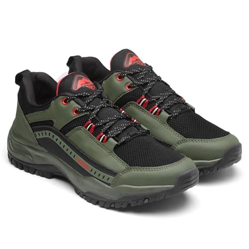 ASIAN Men's Everest-01 Sports Trekking & Hiking,Walking Shoes with Rubber Outsole & Memory Foam Insole Lace-Up Shoes for Men's & Boy's Black Olive,UK 6