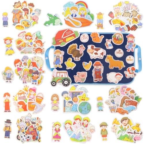 CHEFAN 12 Pack Felt Storyboard Pieces for Toddler Flannel Board Stories for Preschool Activities Old McDonald Had a Farm and 11 Other Stories