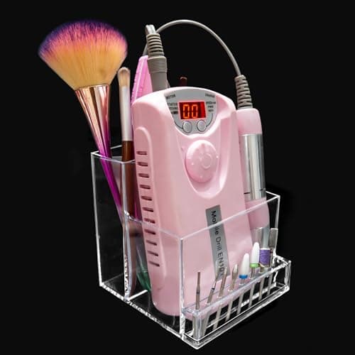 10 Holes Storage Box Holder Organizer to Display Nail Drill Bit File Brush Electric Machine Manicure Accessory Grinding Tool Essentials Acrylic Clear Transparent Stand Case Desk Room Accessories