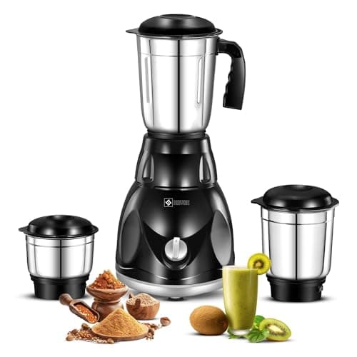 Havok 750W Mixer Grinder for Kitchen with 3 Stainless Steel Jars | Heavy Duty 20000 RPM Motor Mixie for Spices Chutney Smoothies | Rust-Resistant Blade | Overload Protection | 1.5L Large Blending Jar
