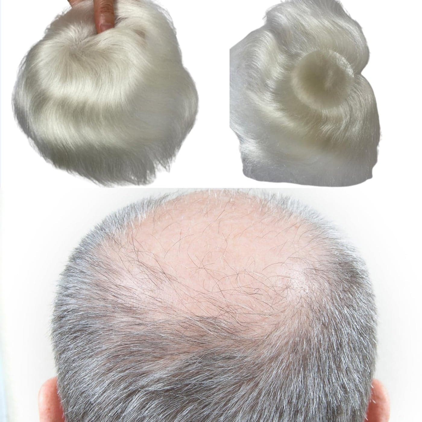 Bald Spot Hair Patch Toupee for Men 315x315inches Full PU Skin Base Coverup Hair Patches Pieces Human Hair Topper Reaplcement Systems Hairpiece White Color