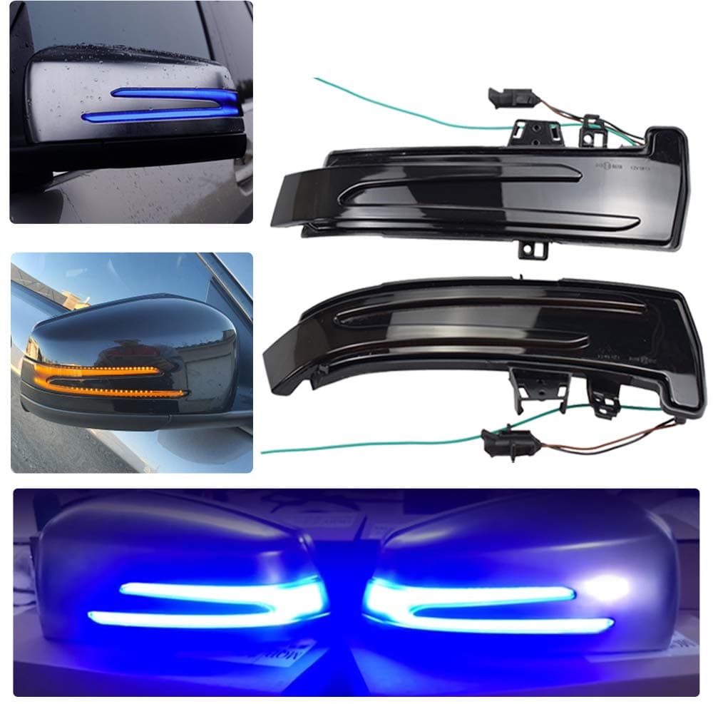 Hacreyatu Dynamic Led Side Mirror Sequential Turn Signal Lights For Mercedes Benz ABCESCLAGLAGLKCLS Class W176 W246 W204 W212 X156 C250 C300 C350 BlueYellow
