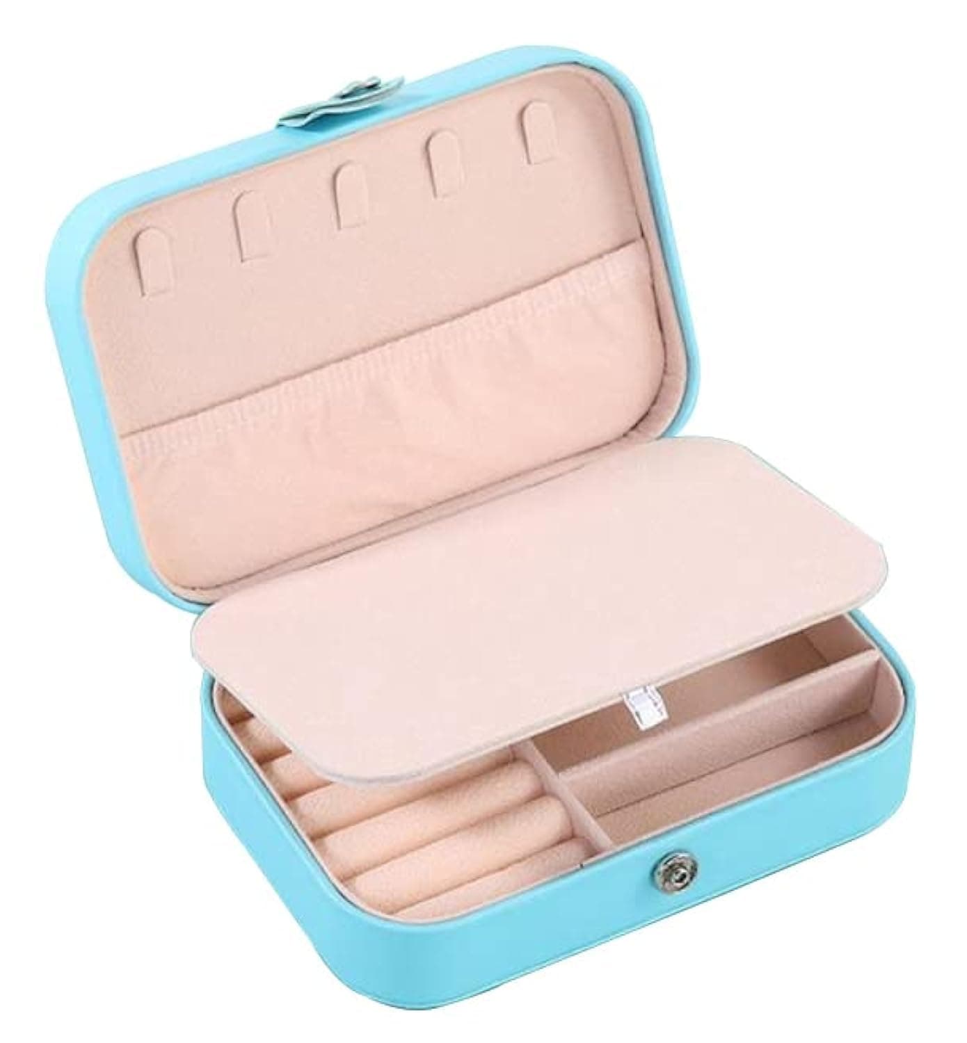 YouBella Jewellery Organisers Gifts MultiLayer PU Leather Portable Home Jwell organizer Storage Box Case with Dividers Container for Rings, Earrings, Necklace for girls and women (Blue)