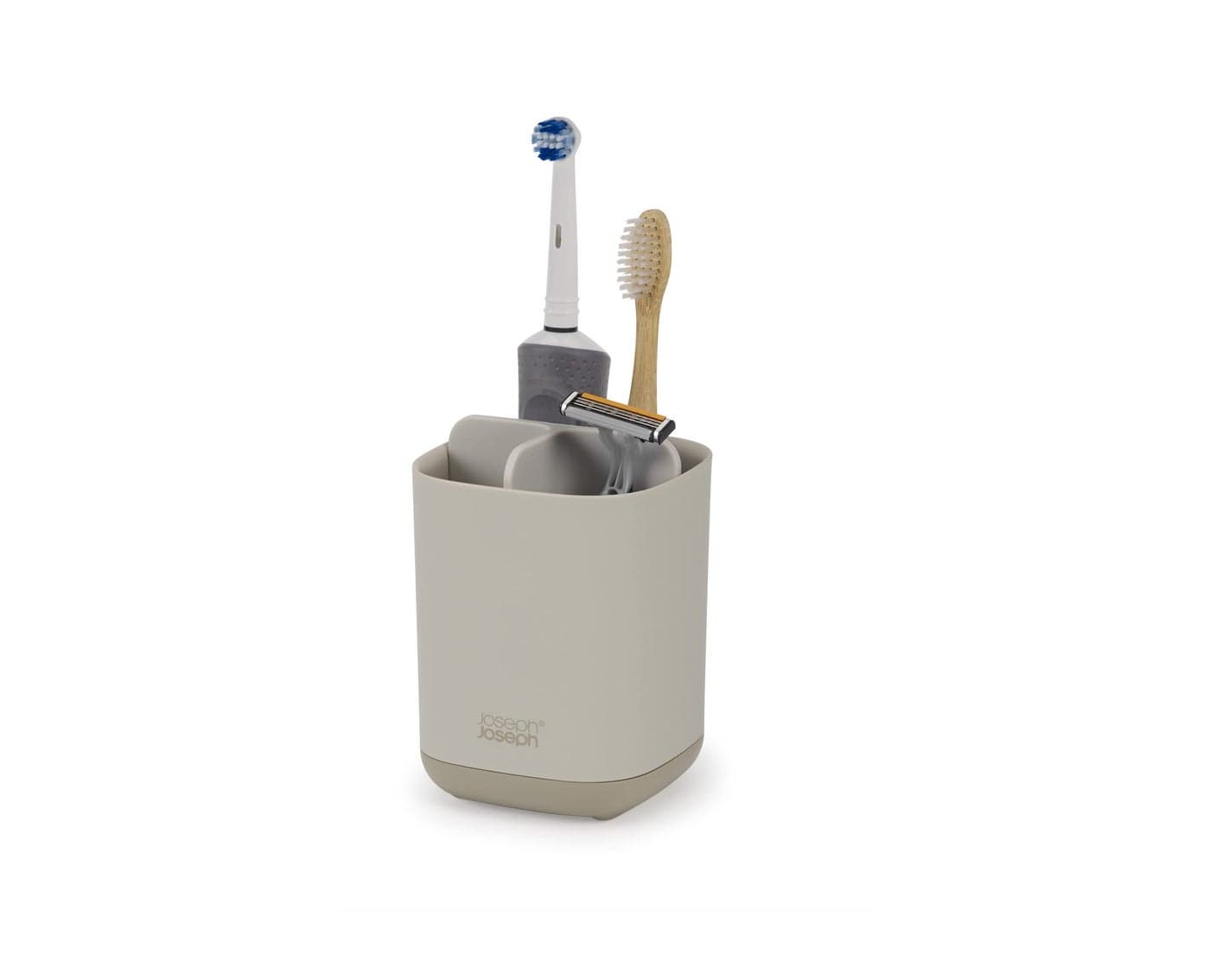 Joseph Joseph Easy-Store - Compact Toothbrush Holder Caddy Bathroom Storage- Ecru Small