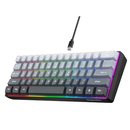 Snpurdiri 60% Wired Gaming Keyboard, 61 Keys RGB Backlit Ultra-Compact Small Gaming Keyboard, for PC/Mac Gamer, Typist, Travel, Easy to Carry on Business Trip (Grey-Black)