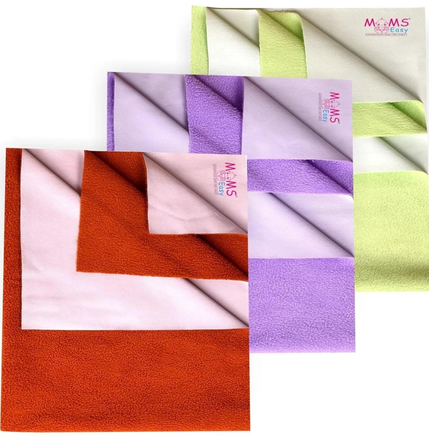 MOMSEASY New Born Baby Dry Sheet Bed Protection Sheet Baby Bedsheet Protector Waterproof and Small Baby Products Combo Maroon Lilic Green Medium 100x70 cm