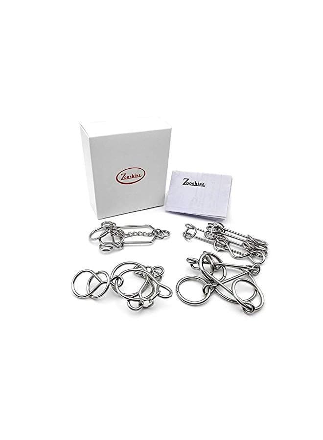 Zooshine 4PCS Advanced Metal Brain Teasers Puzzles Higher Level Challenge for Party Games,Parent-Children Games, Office Toys, Gift for Kids Adults