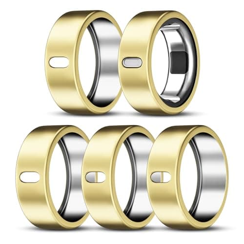 ZOOROO 5 Pack Cover Compatible with Oura Ring Gen 4/Oura Ring Gen 3/3 Horizon, Surport Charging with Cover on, Anti-Scratch TPU Protector for Women Men (Gold*5, Size 8)