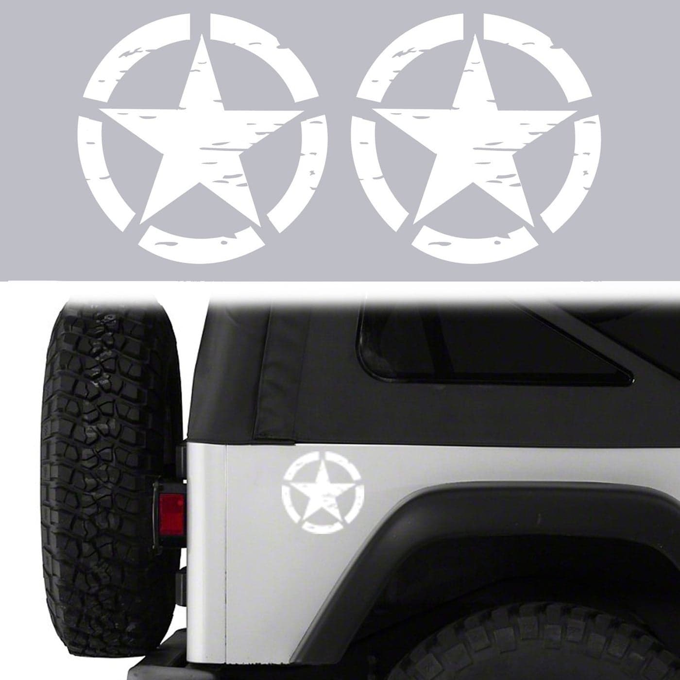 Hooke Road Star Bumper Sticker Body Truck Cars Decals Decoration for Jeep Wrangler YJ TJ JK JL Gladiator Tundra Tacoma F150 RAM Pickup Trucks All Cars White 63inches