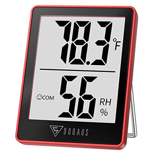 DOQAUS Digital Hygrometer Indoor Thermometer Humidity Gauge Room Thermometer with 5s Fast Refresh Accurate Temperature Humidity Monitor for Home, Bedroom, Baby Room, Office, Greenhouse, Cellar, Red