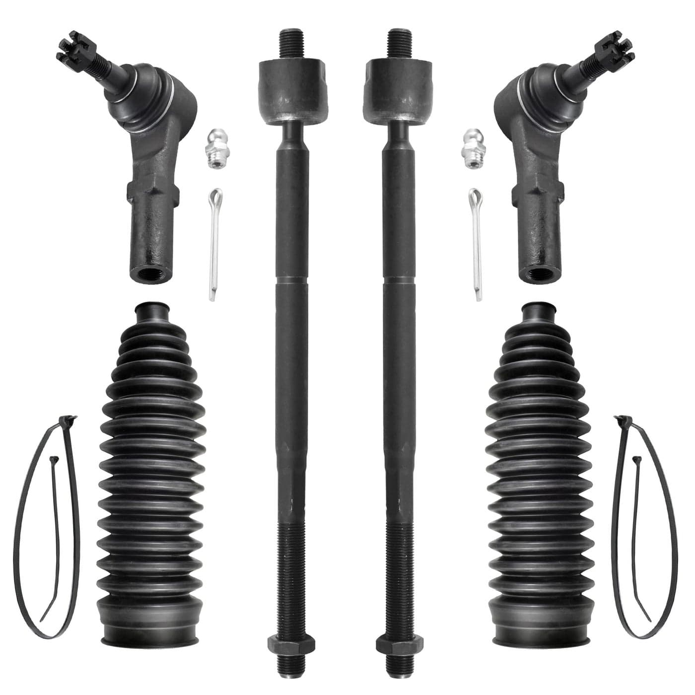 ASTAPRO Front 6pc Tie Rods Kit for 1114 Chrysler 300 1118 Dodge Challenger Charger 4 Inner Outer Tie Rods 2 Boots 2011 2012 2013 2014 Replacement