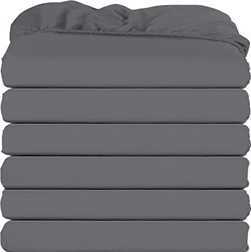 Utopia Bedding King Fitted Sheets - Bulk Pack of 6 Bottom Sheets - Soft Brushed Microfiber - Deep Pockets - Shrinkage & Fade Resistant - Easy Care (Grey)
