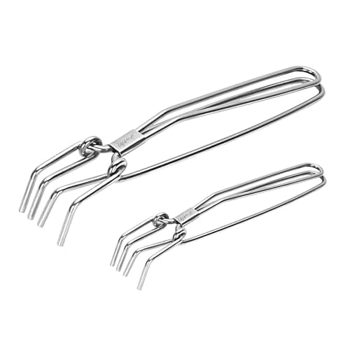Inme Pakkad Pakad for Kitchen, Sansi, Idukki, Hot Pot Utensil Holder, Vessel Holder, Patkara with Grip, Tongs, Chimta, Pincers, Sandasi, Sarashi - Stainless Steel Build (Set of 2 - Small & Large)