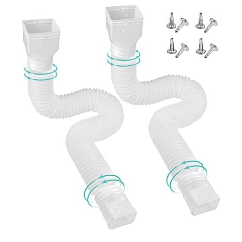 PXCAYFF 2 Pack Rain Gutter Downspout Extensions Flexible,Downspout Extender Diverter Extendable from 21" to 58". Drain Pipe Connector Extendable for Most Residential Downspouts (White)