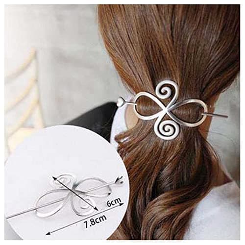 Yheakne Vintage Celtic Knot Hair Slide Pin Silver Celtic Infinity Hair Barrette Long Hair Pin Bun Holder Clips Decorative Hair Accessories for Women and Girls