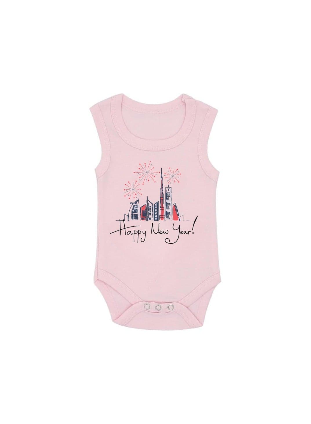 Happy New Year In Dubai With This Soft Cotton Baby Sleeve Less Onesie-Baby Bodysuit For New Year's Dubai-Baby's New Year's Outfit