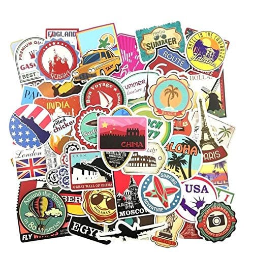 iDream Retro Travel Landmark Waterproof Postage Decals Set of 100 for Luggage Scrapbooking Laptop DIY Travel Decor Stickers
