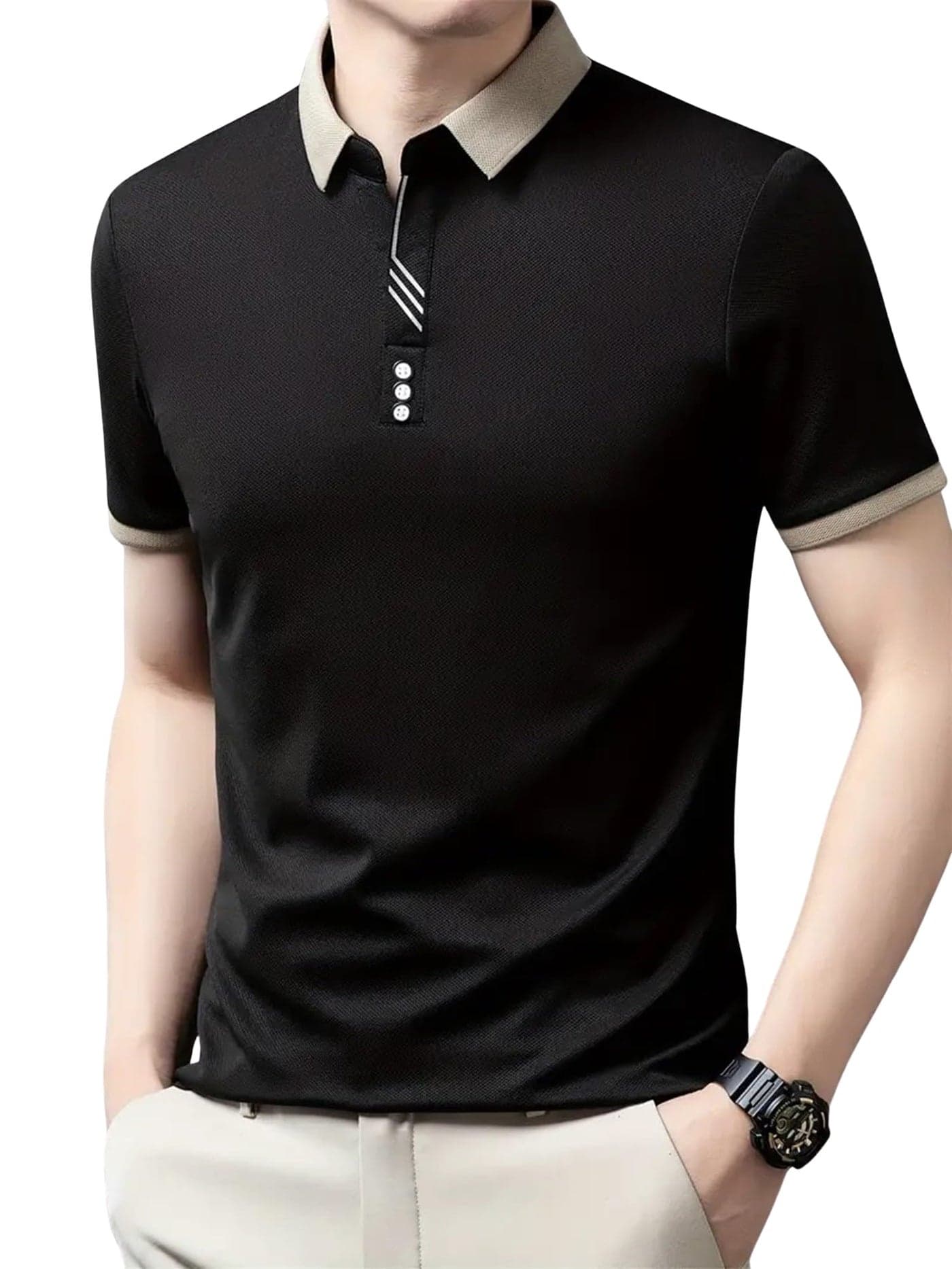 Lymio Men T-Shirt || T-Shirt for Men || Polo T Shirt (POLO-55-Black-XL)
