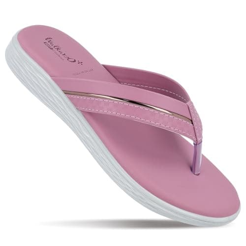 WALKAROO Women's Fashion Sandals with Cushion Sole, Toe Seperator, Broad Straps and Lightweight - WLP70414 - Mauve