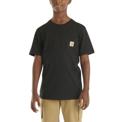 Carhartt Kid's CA6513 Short-Sleeve Pocket T-Shirt - 7 Child - Caviar Black
