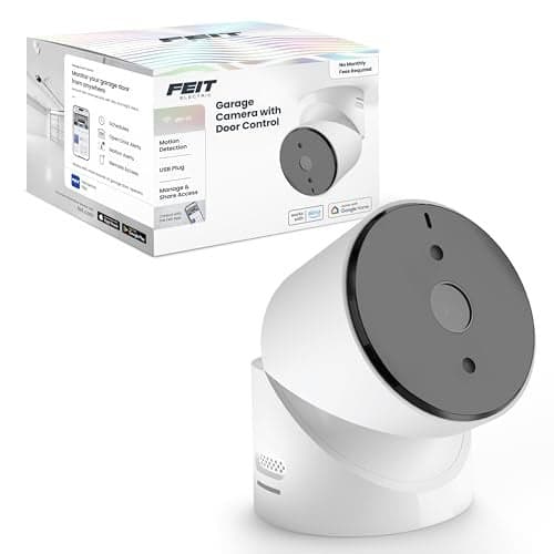 Feit Electric Smart Garage Door Camera, 2-Way Audio, Live Streaming, Human Motion Detection, 24/7 Recording, Infrared Night Vision, Remote Closure & Alerts, Alexa/Google Asst Compatible, CAM/GAR/WiFi