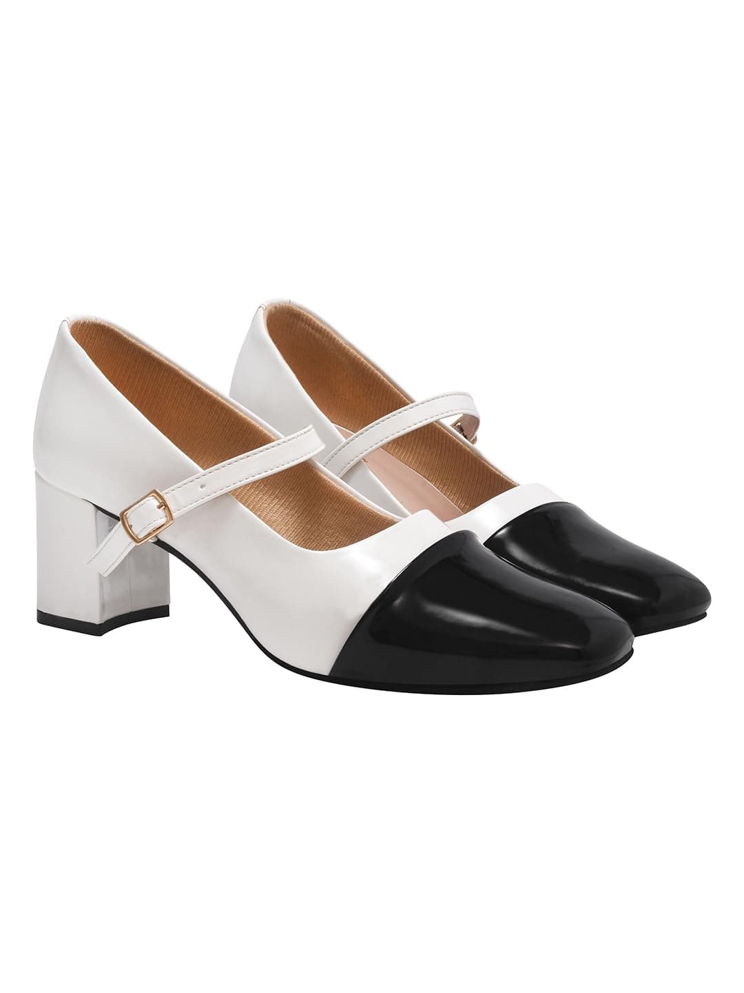 Shoetopia Women’s Black Block Heel Platform Mary Jane Shoes || Closed Toe Faux Leather Ankle Strap Heels || Comfortable Casual Dress Shoes for Women EU40