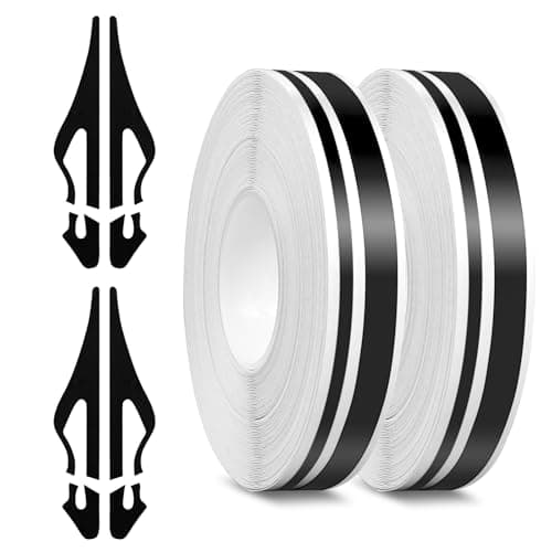 2 Rolls of Car Pinstripe Tape Silver Pinstripe Body Sticker Vinyl Thin Car Stripe Pinstripe Tape for Motorcycle Car Racing DIY Body Sticker Tape Black