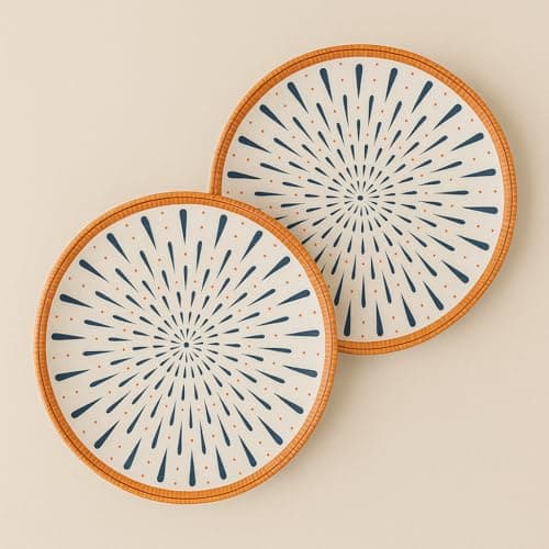 YELONA Ceramic Plate Set of 2 | 8-Inch Dinner Plates | Droplet Pattern | Lead-Free Microwave & Dishwasher Safe Porcelain | 20 CM | Japanese Aesthetic