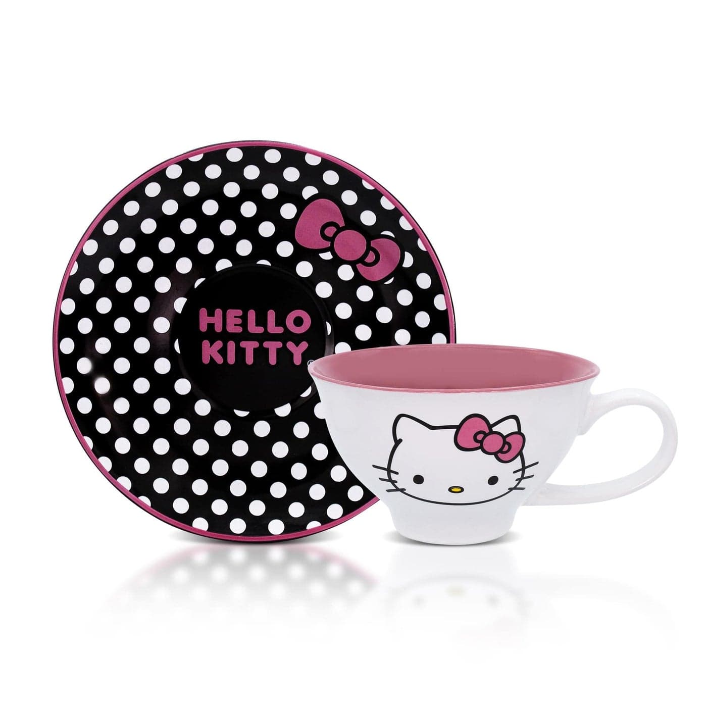 Sanrio Hello Kitty 12ounce Ceramic Teacup and Saucer Set Tea Party Gift Set For Coffee Espresso