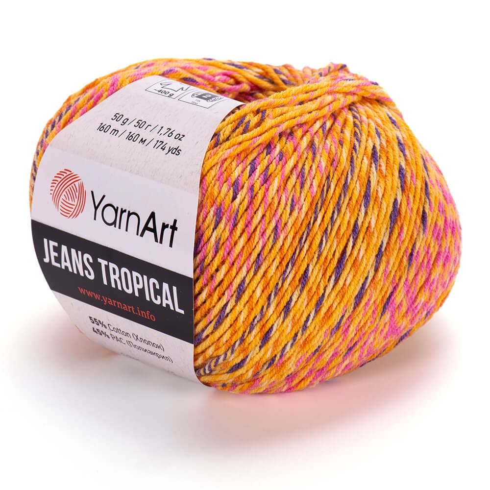 Yarn Art 55 Cotton 45 Pac YarnArt Jeans Tropical Multicolor Sport Yarn 1 SkeinBall 50 gr 174 yds 617