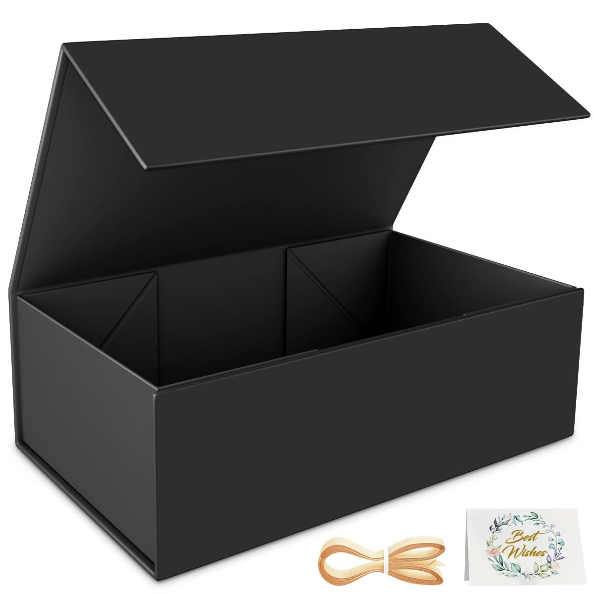 RYDDOY Black Gift Box 95x6x3 Gift boxes for Presents with Lids Magnetic Closure Rectangle Collapsible for Groomsman Proposal Box Wedding Christmas Halloween Birthday Gift Packging