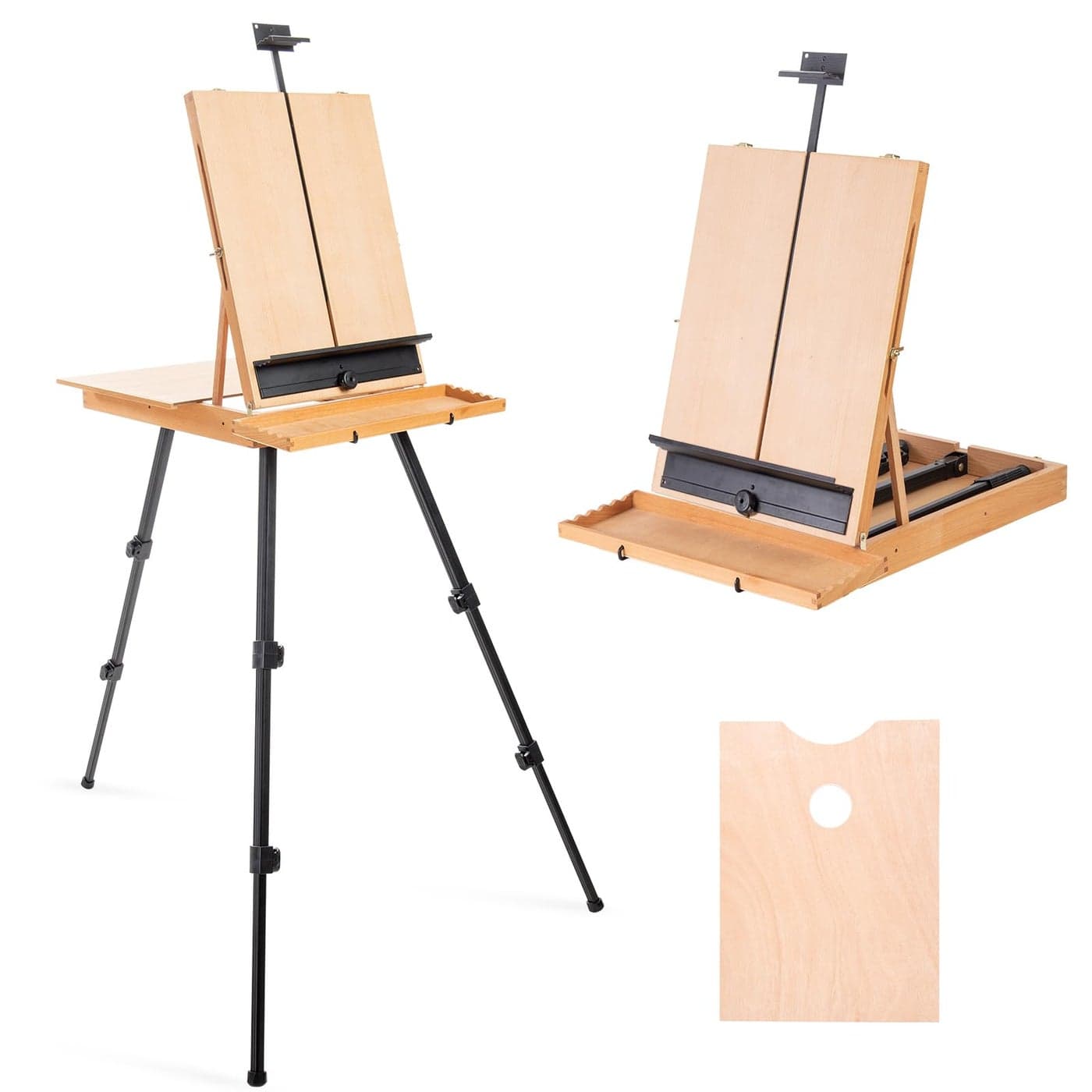 Falling in Art Large French Style Easel Portable Field and Studio Sketchbox Plein Air Adjustable Tripod Easel with Detachable Drawer for Display Painting Sketching