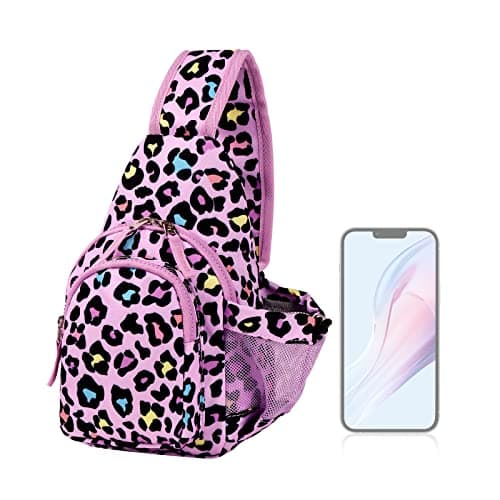 Choco Mocha Girls Sling Bags Kids Crossbody Bag for Girls Kids Sling Bags Ages 8-12 Girl Purse Christmas Purses Gifts, Leopard-Pink