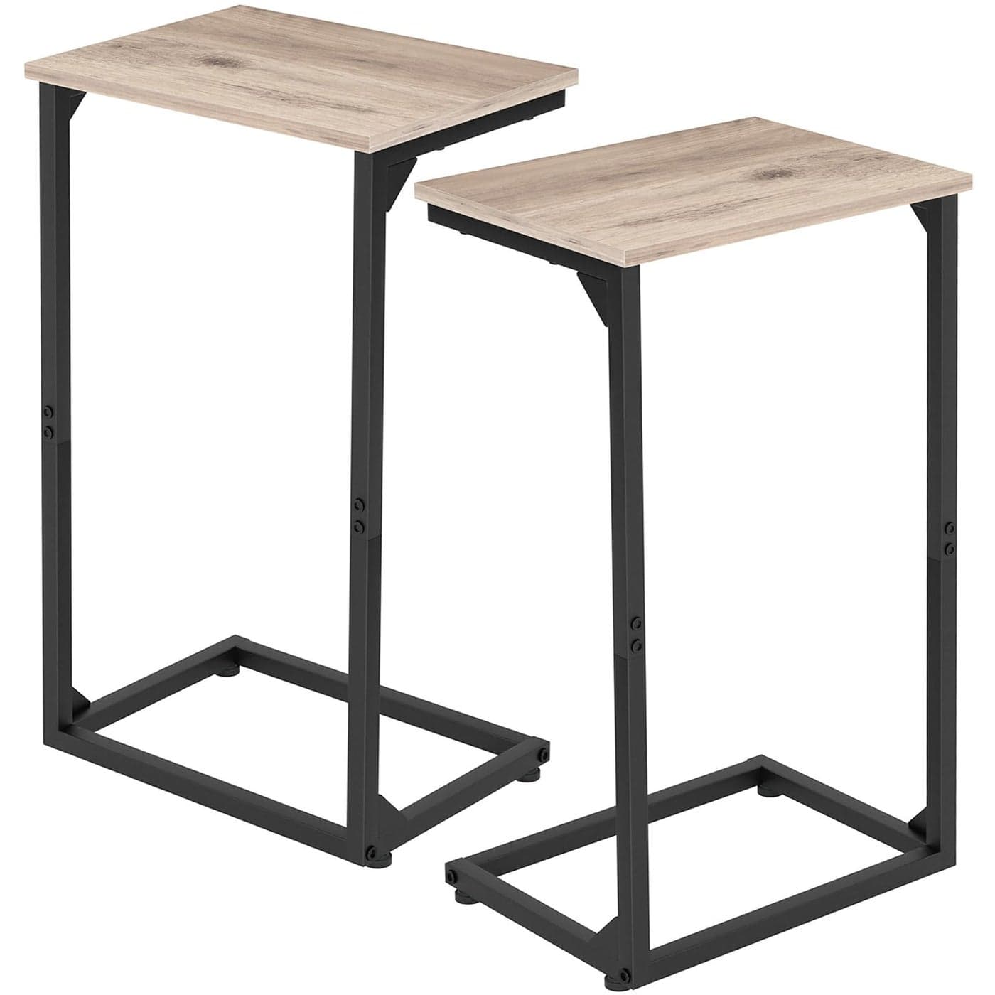 AMHANCIBLE C Shaped End Tables Set of 2 Couch Side Tables That Slide Under TV Trays for Living Room Bedroom Small Space Sofa Grey HET02BGY
