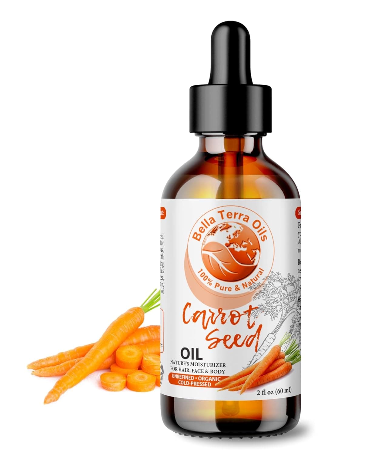 Bella Terra Oils Organic Carrot Seed Oil 2oz Enriched with Carotene Essential Nutrients Elevate Your Skin Care Regimen with This Luxurious Oil
