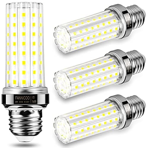 LED Corn Light Bulb 150W Equivalent 2500 Lumen 6500K Cool Daylight White 20W E26/E27 Base Non-dimmable Ceiling Fan Corn Lighting for Home Garage Warehouse Indoor LED Corn Bulbs Pack of 4