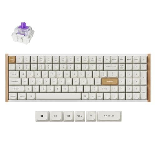 Keychron K4 HE – 96% Compact Hall Effect Wireless Mechanical Keyboard with Number Pad, Magnetic Switch, Rapid Trigger, Custom RGB, QMK/VIA, 2.4GHz/BT5.2/Wired, for Mac/Windows/Linux, Wood Frame, White