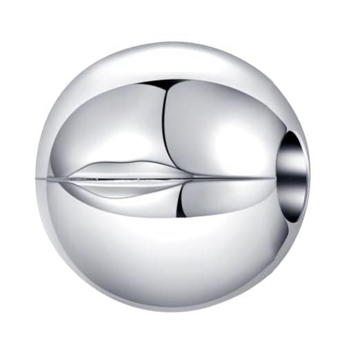 Sterling Silver Round Stopper Clip Charm Lock Spacer for Pandora Charms Bracelet (Silver)