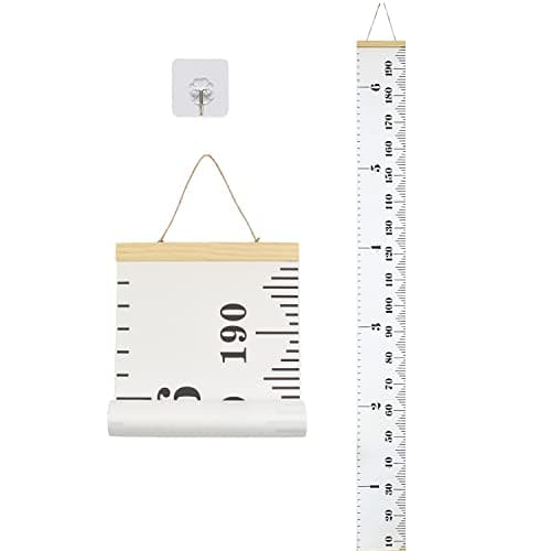 Baby Growth Chart Height Wall Chart for Kids Wooden Frame Canvas Measurement Hanging Ruler for Childs Room Decoration 79 x 79inWhite