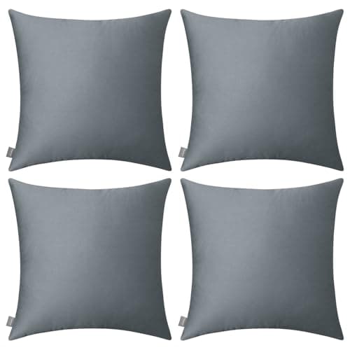Thmyo 4-Pack 100% Cotton Comfortable Solid Decorative Throw Pillow Case, Square Cushion Cover Pillowcase Sublimation Blank Pillow Covers DIY Throw Pillowcase for Couch(22x22 inch/ 55x55cm, Dark Grey)