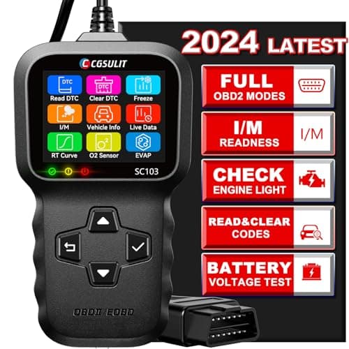 OBD2 Scanner, CGSULIT SC103 Car Code Reader Diagnose Check Engine Light Smog Check DTCs Scan Tool Live Data Stream Voltage Test for Vehicles Since 1996