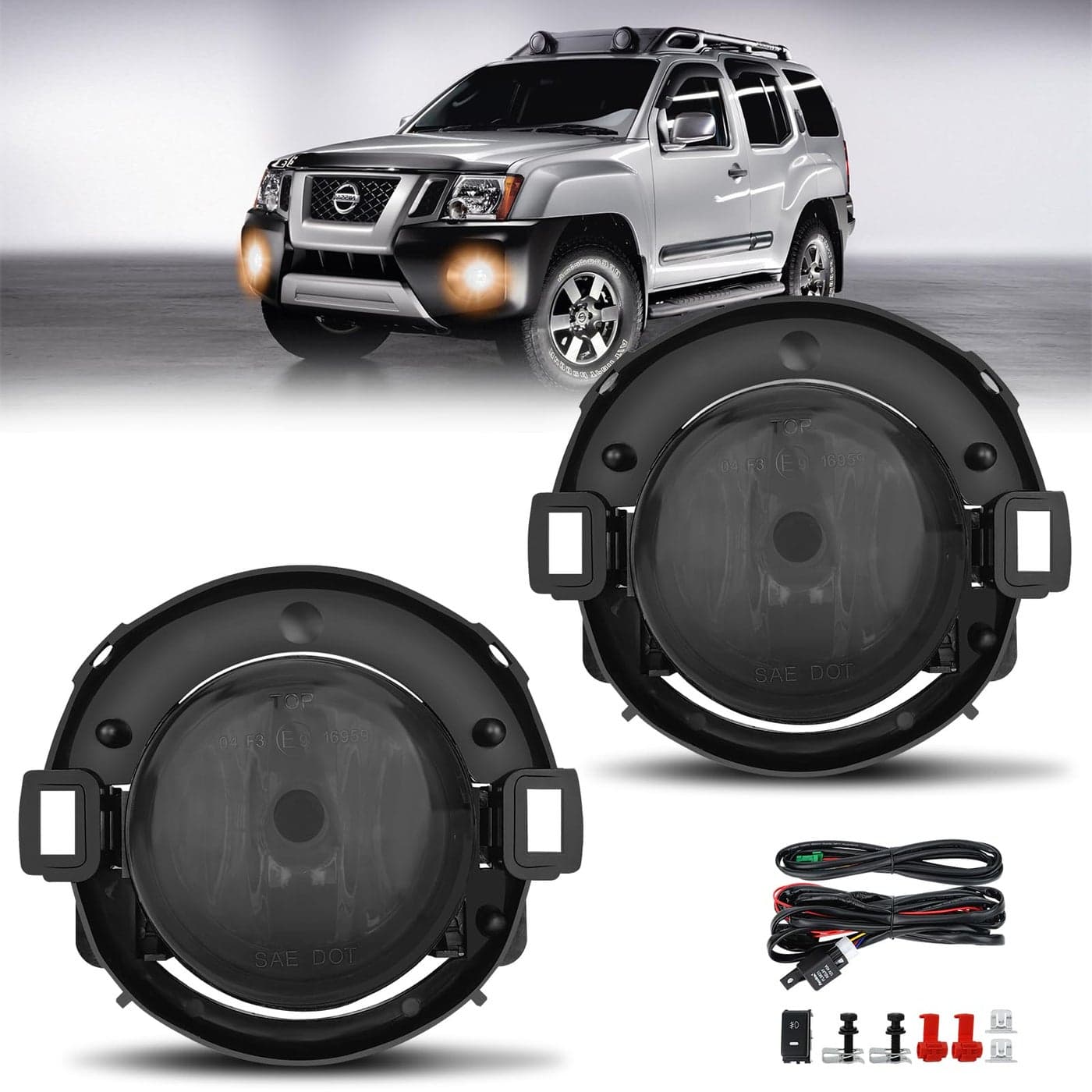 TangMiGe Fog Lights compatible with Nissan Xterra 20052015 Nissan Frontier 20102019 with Plastic Bumper Only 1 Pair Fog Lamps 26150EA025 NI2590102 Smoke