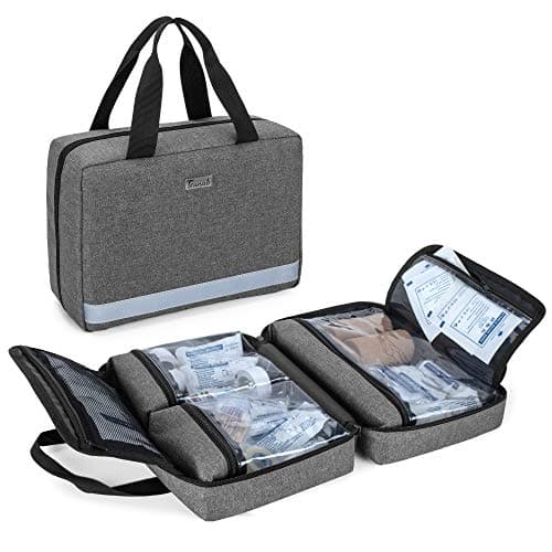 Trunab Small First Aid Kit Bag Empty Portable Emergency Kits Trauma Bag, Ideal for Car, Home, Camping and Hiking, Grey Bag Only