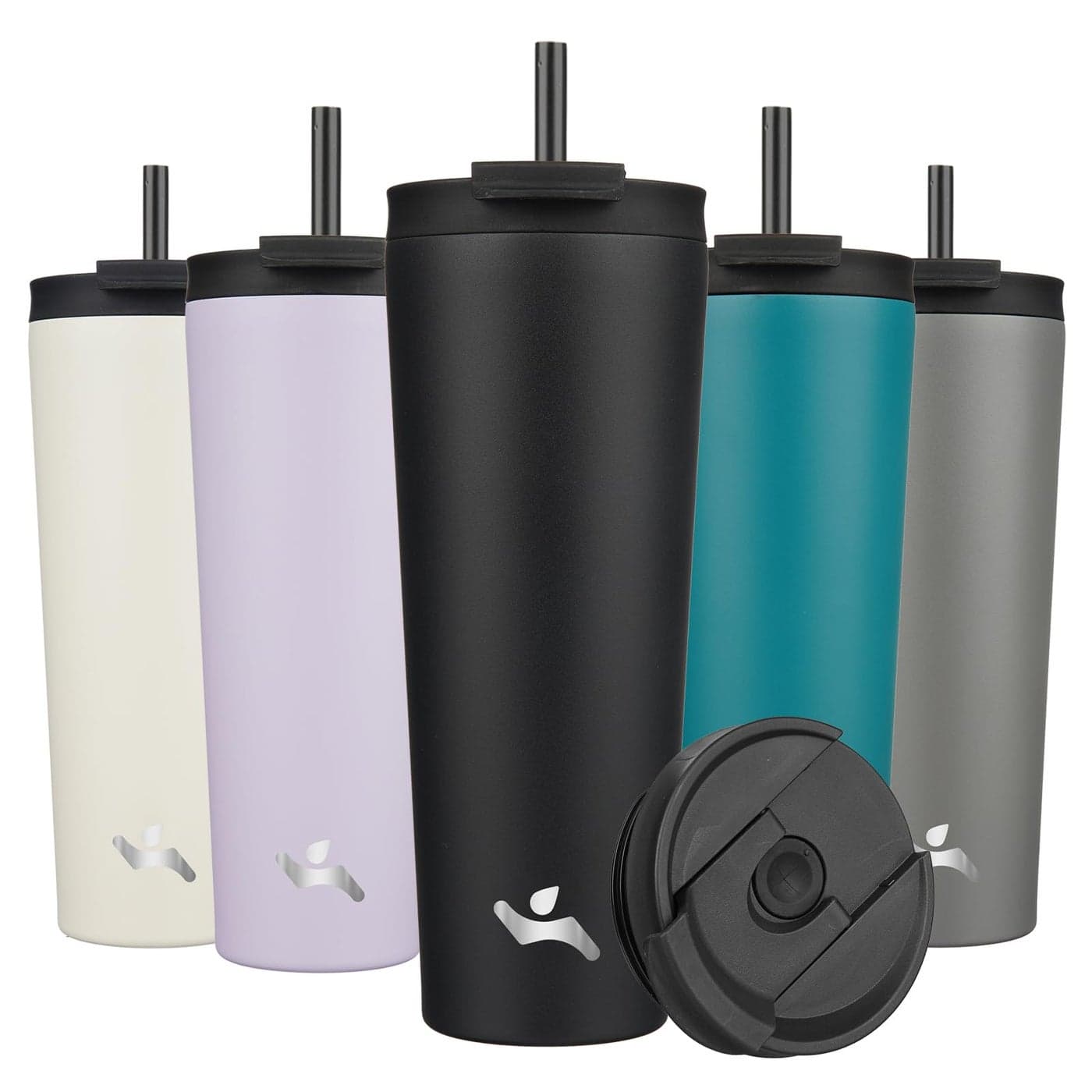 Konokyo 26 OZ Insulated Tumbler with Lid and 2 Straws Stainless Steel Water Bottle Vacuum Travel Mug Coffee CupBlack