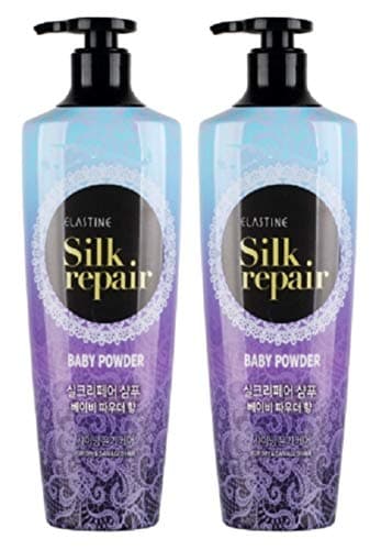 Elastine Silk Repair Shampoo Baby Powder Scent x 2 Pack (550ml 18.6 Fl.oz/each)